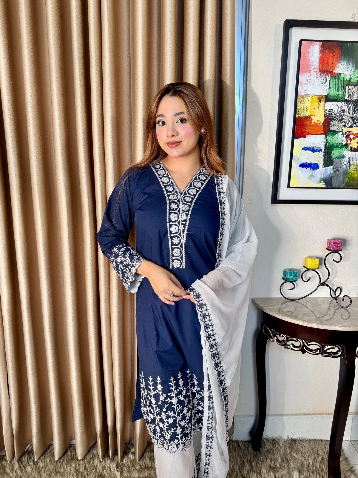 Navy Blue Georgette Code: FH 21
