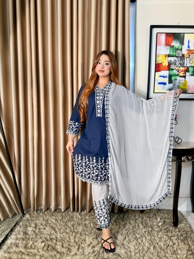 Navy Blue Georgette Code: FH 21_img_1