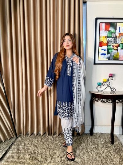 Navy Blue Georgette Code: FH 21_img_2